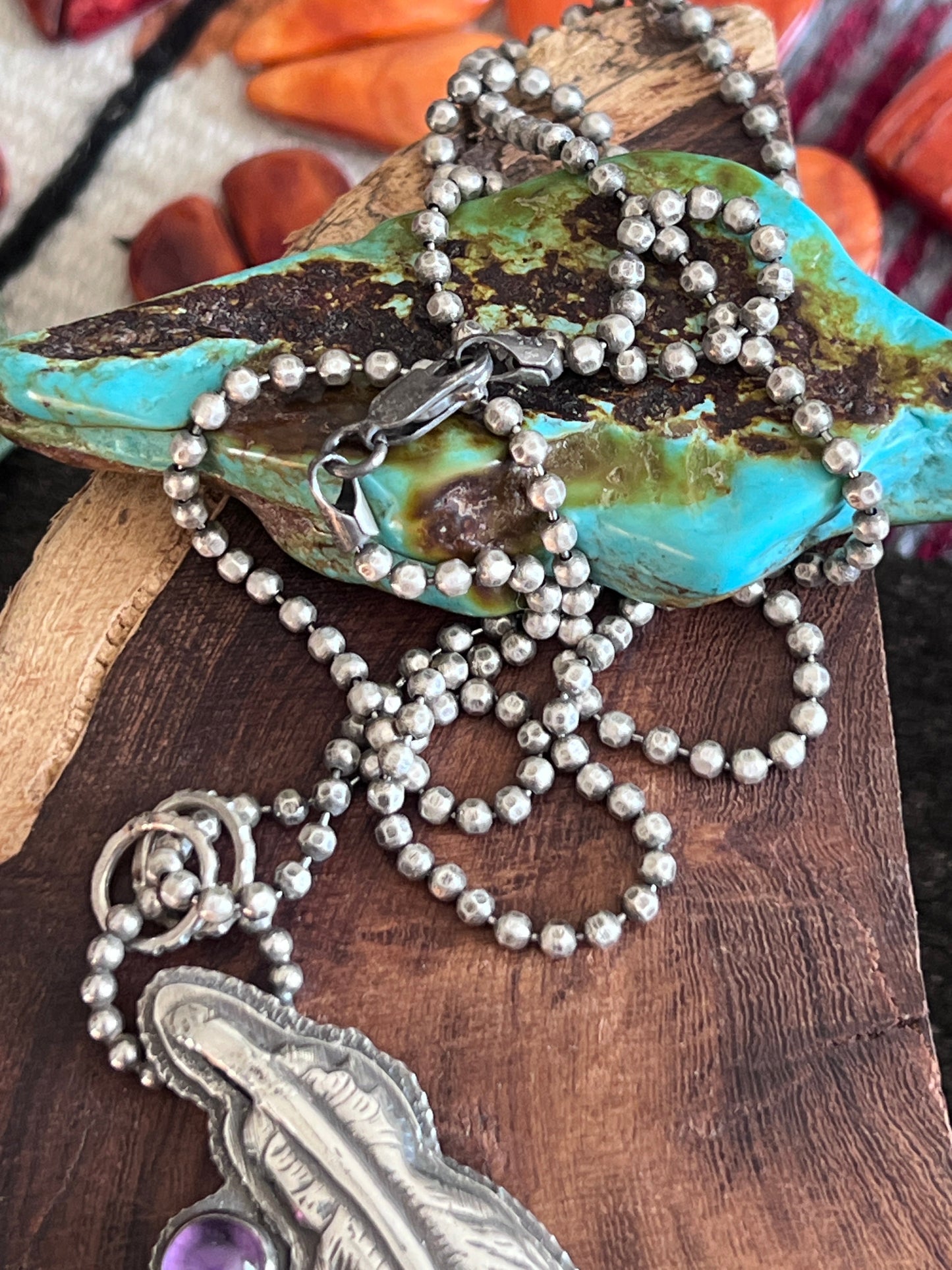 Tularosa Sterling Silver, Turquoise & Amethyst Feather Necklace