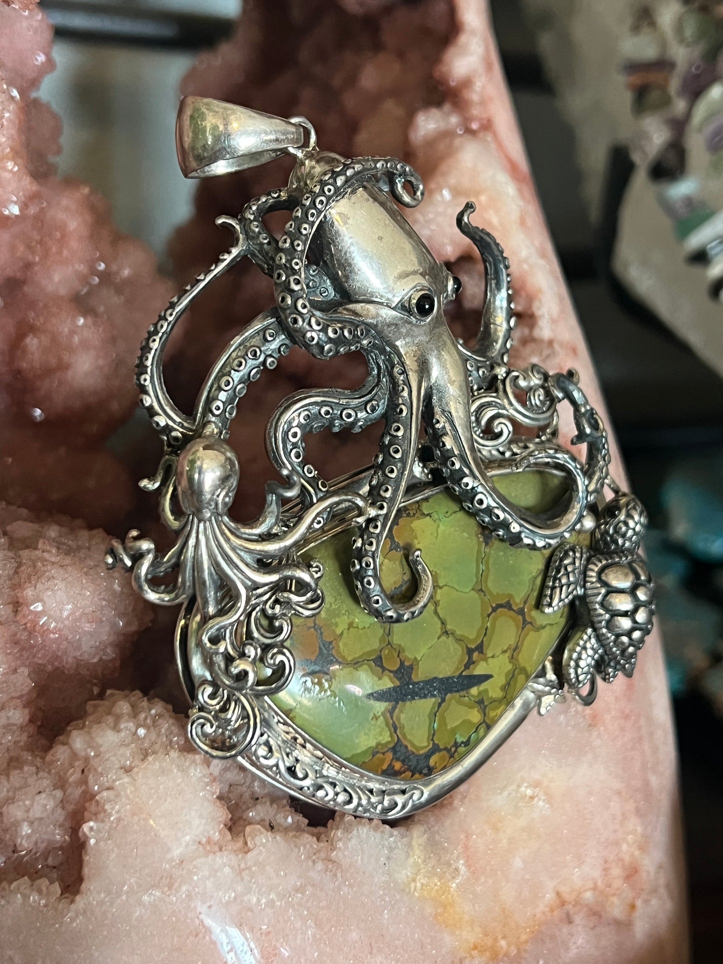 Sterling and Hubei Turquoise Sea Life Pendant
