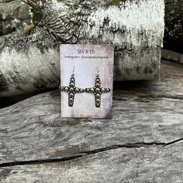 Native Made Sterling Silver Cross Earrings by Raymond Coriz