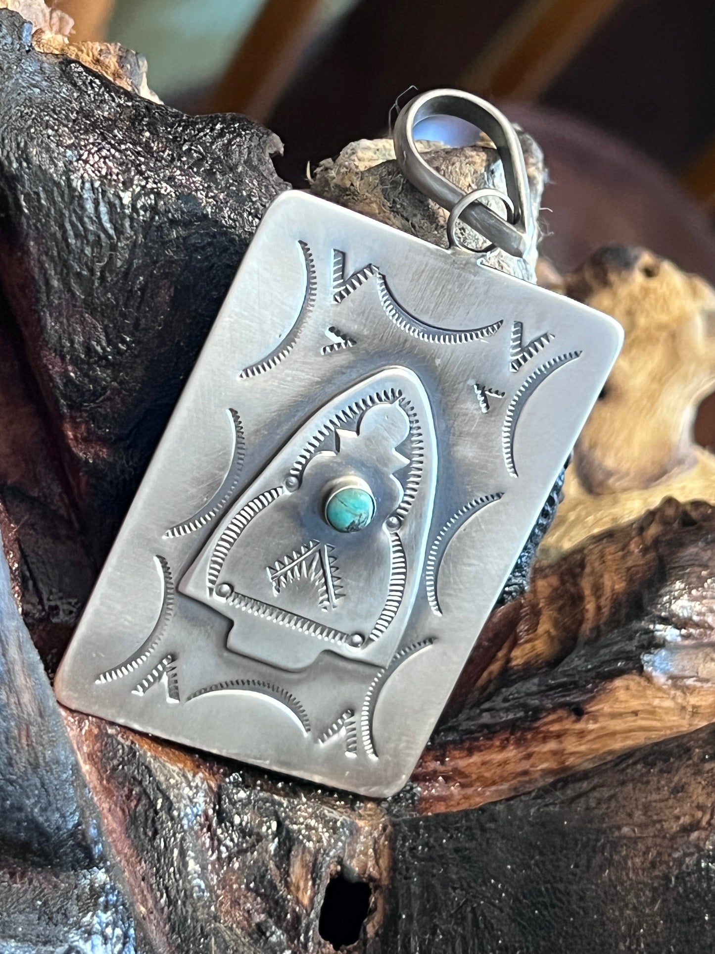 Hand Stamped Sterling Silver Fred Harvey Era Inspired Arrowhead Tag Pendant by Kimari Somers