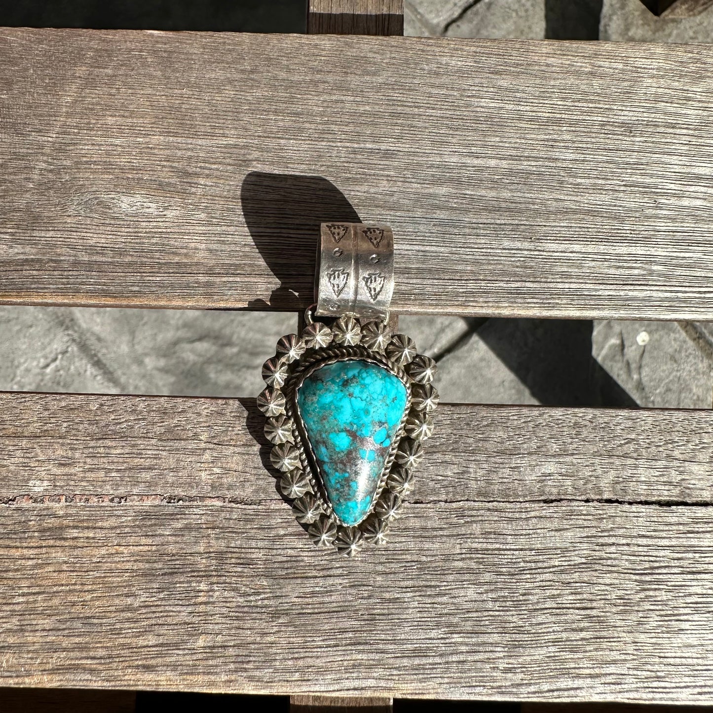 Navajo Made Sterling Silver and Turquoise Pendant by Leigha Cleveland