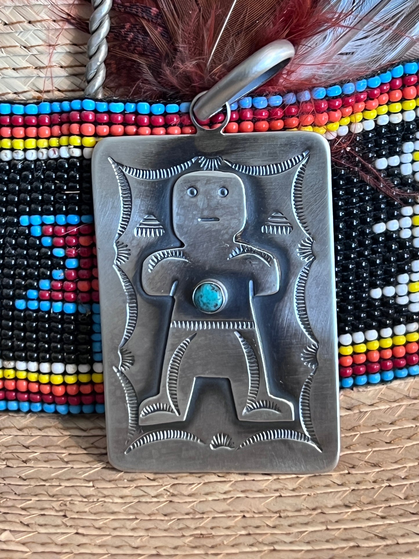 Hand Stamped Sterling Silver Fred Harvey Era Inspired Kachina Tag Pendant by Kimari Somers