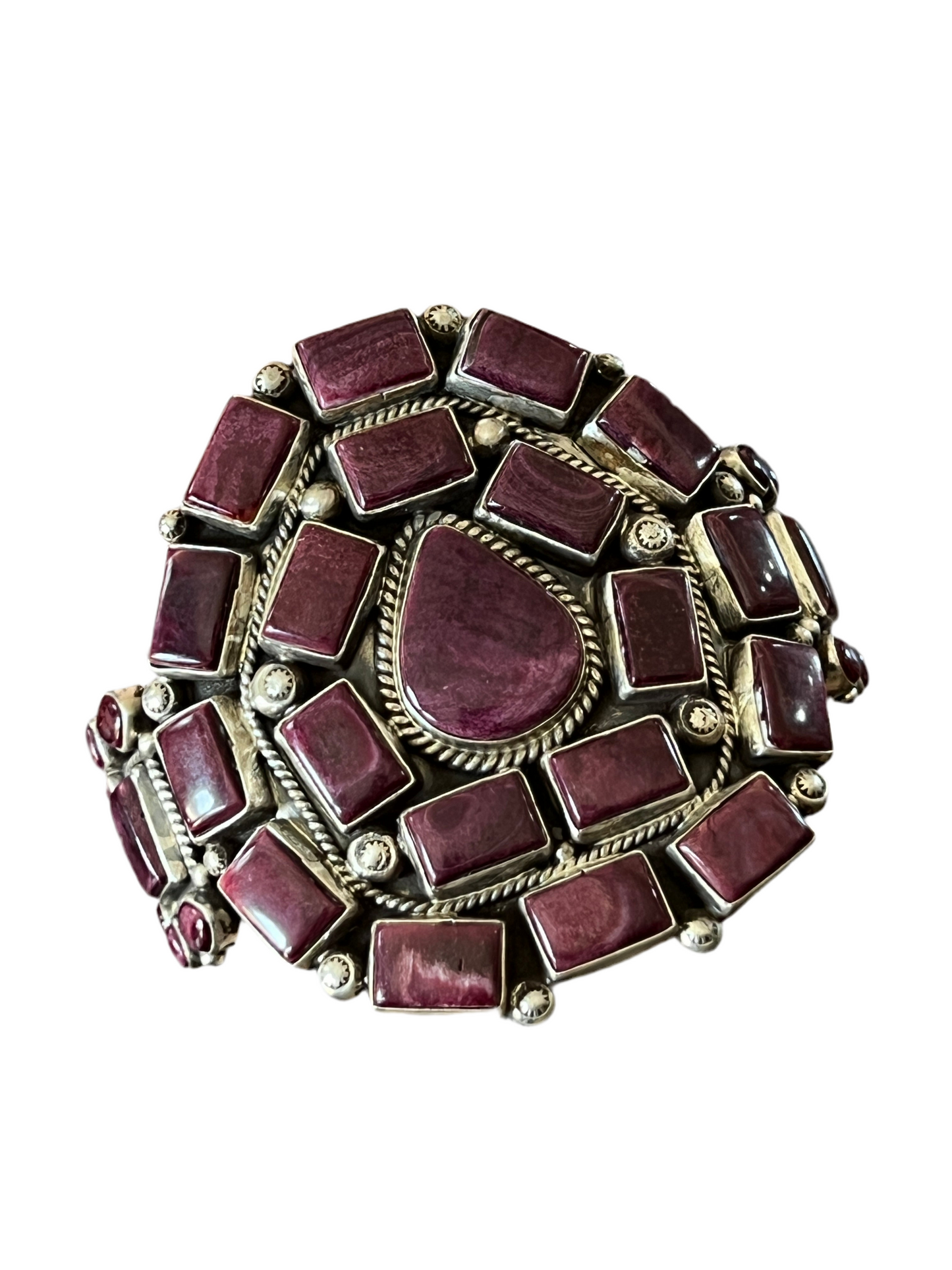 Navajo Sterling Silver and Purple Spiny Oyster Cuff Bracelet by Tyler Brown