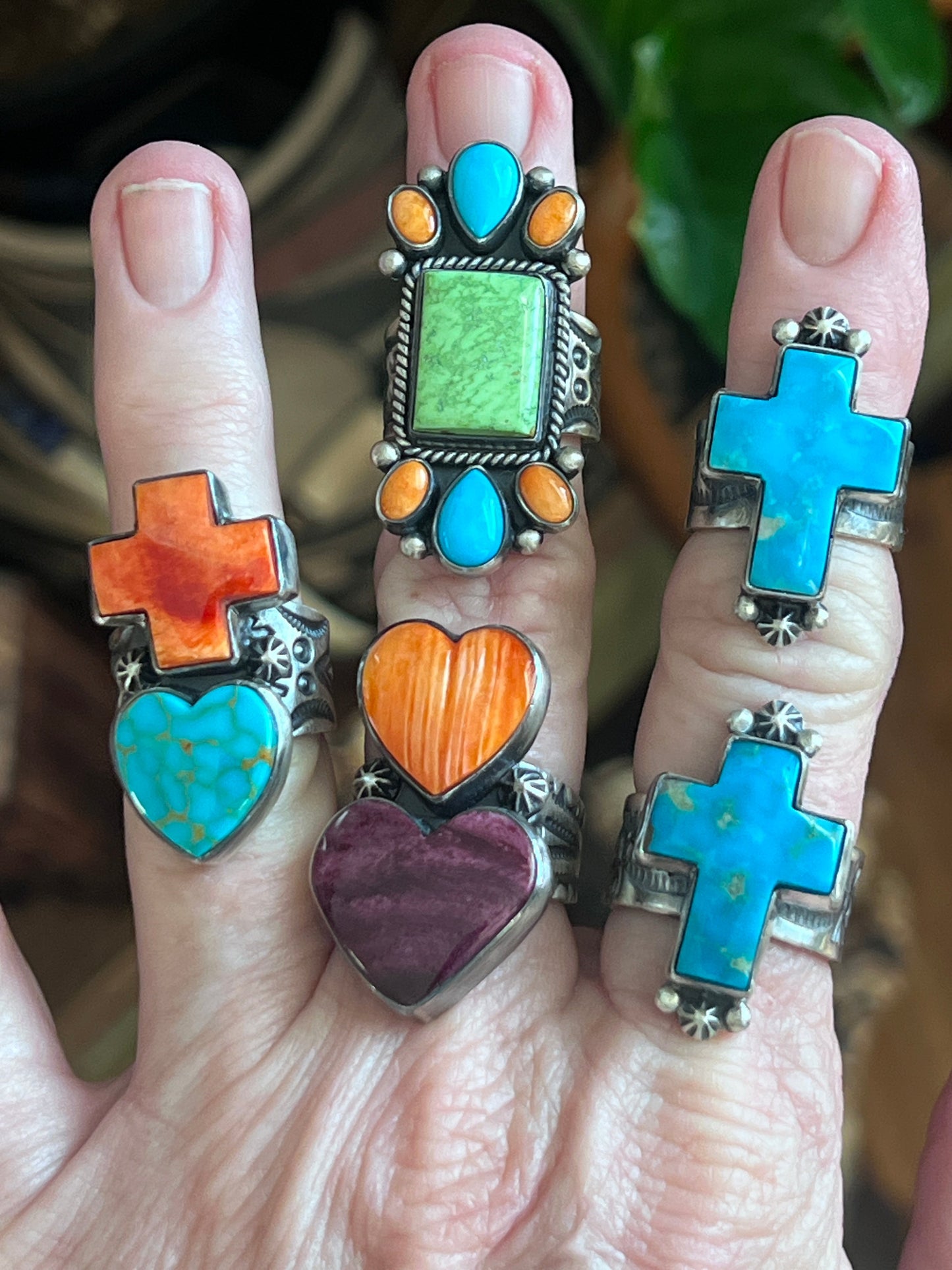 Bernyse Chavez Handcrafted Purple and Orange Spiny Oyster Heart Ring