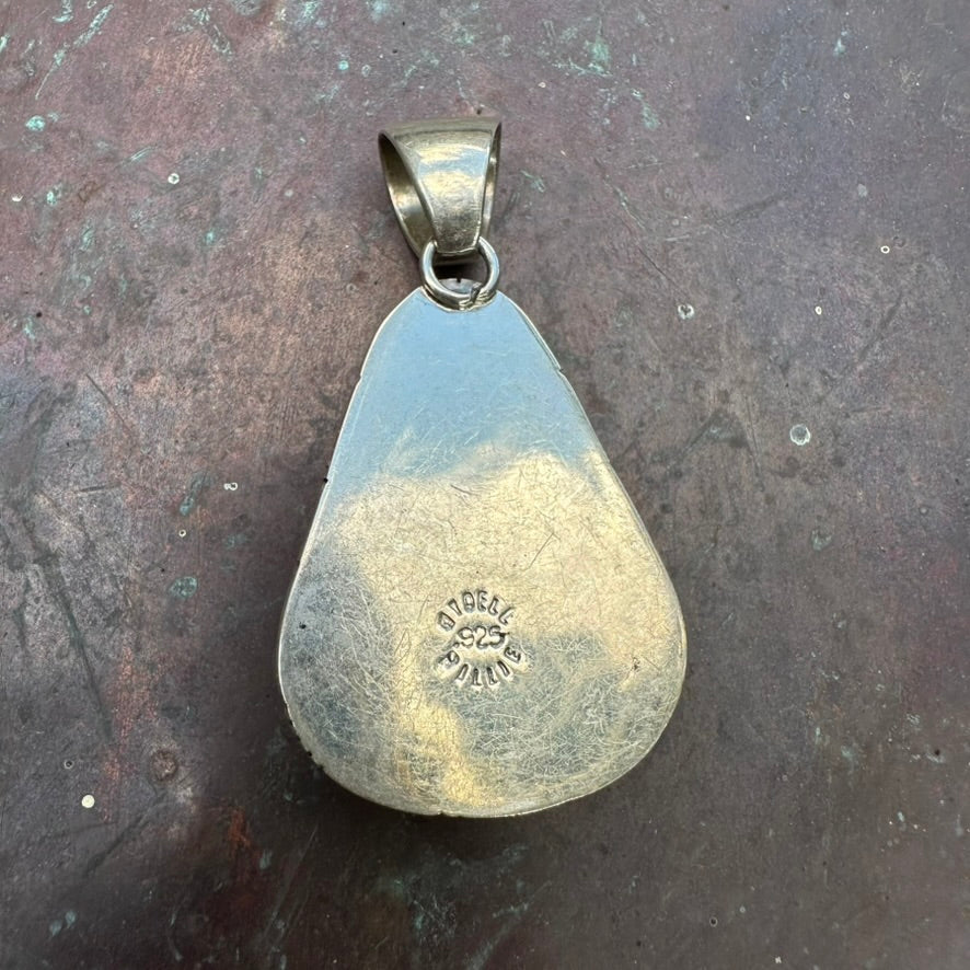 Navajo Made Sterling Silver and Turquoise Pendant by Wydell Billie