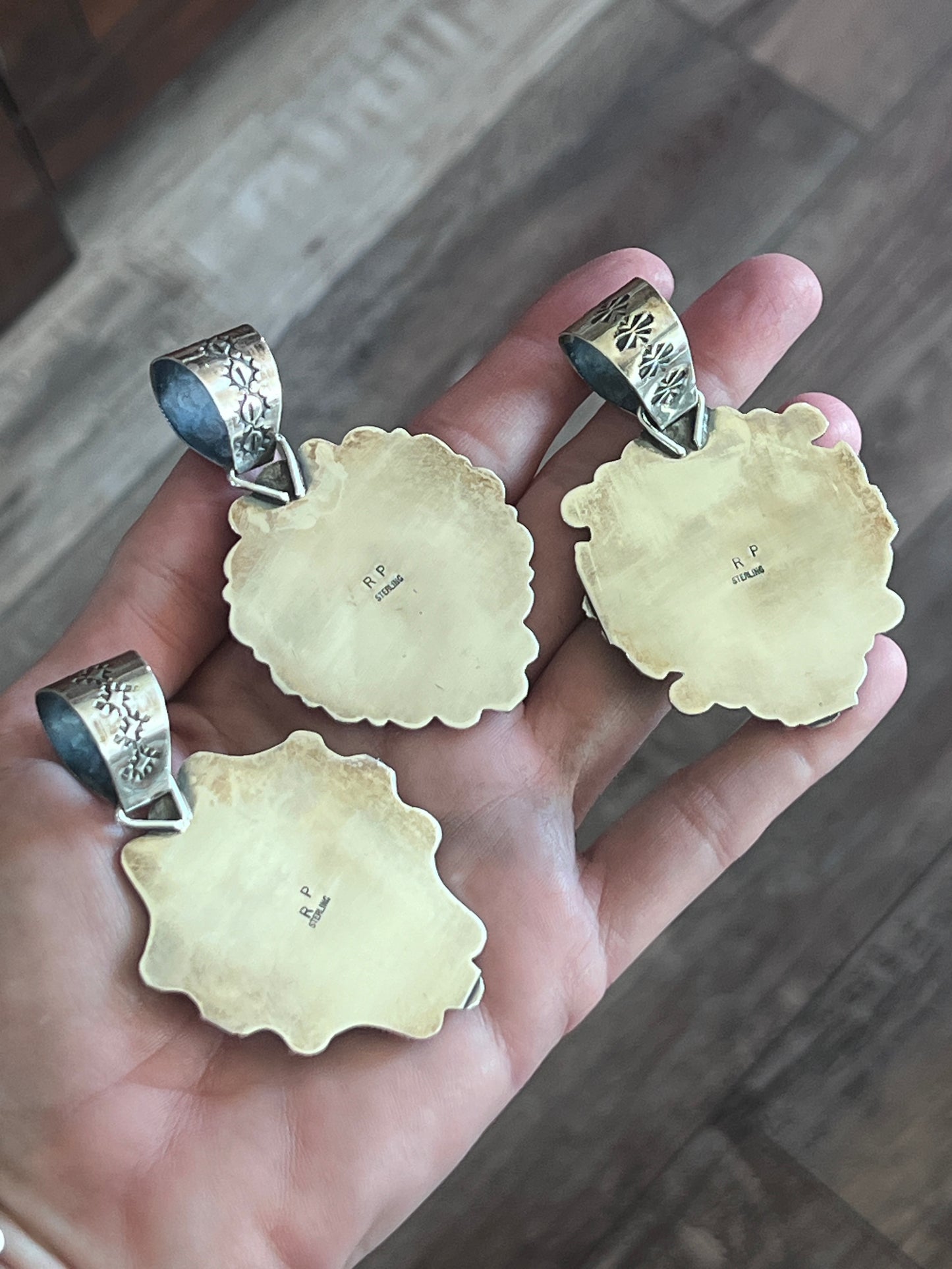 Black Onyx and Sterling Silver Heart Pendants by Rosella Paxson