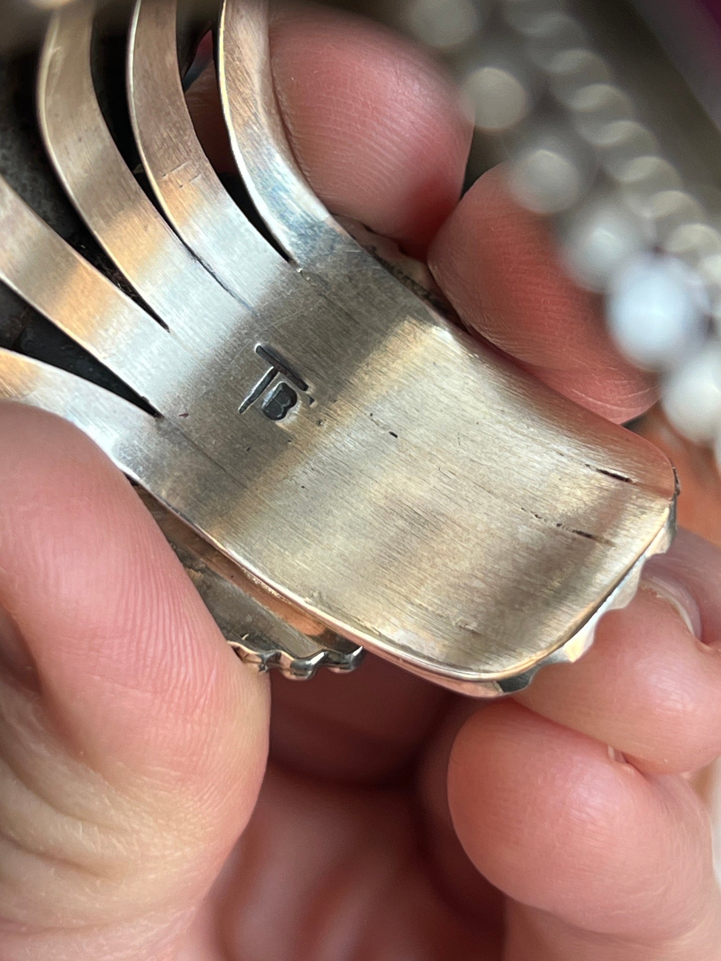 Navajo Sterling Silver and Purple Spiny Oyster Shell Cuff Bracelet by Tyler Brown