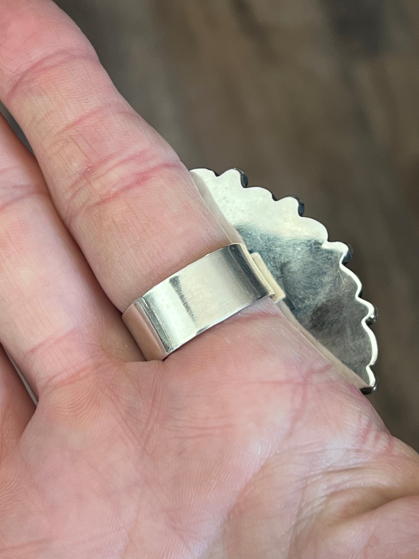 Navajo Sterling Silver, Black Onyx and Angel Aura Druzy Quartz Cluster Ring by Tyler Brown, Adjustable