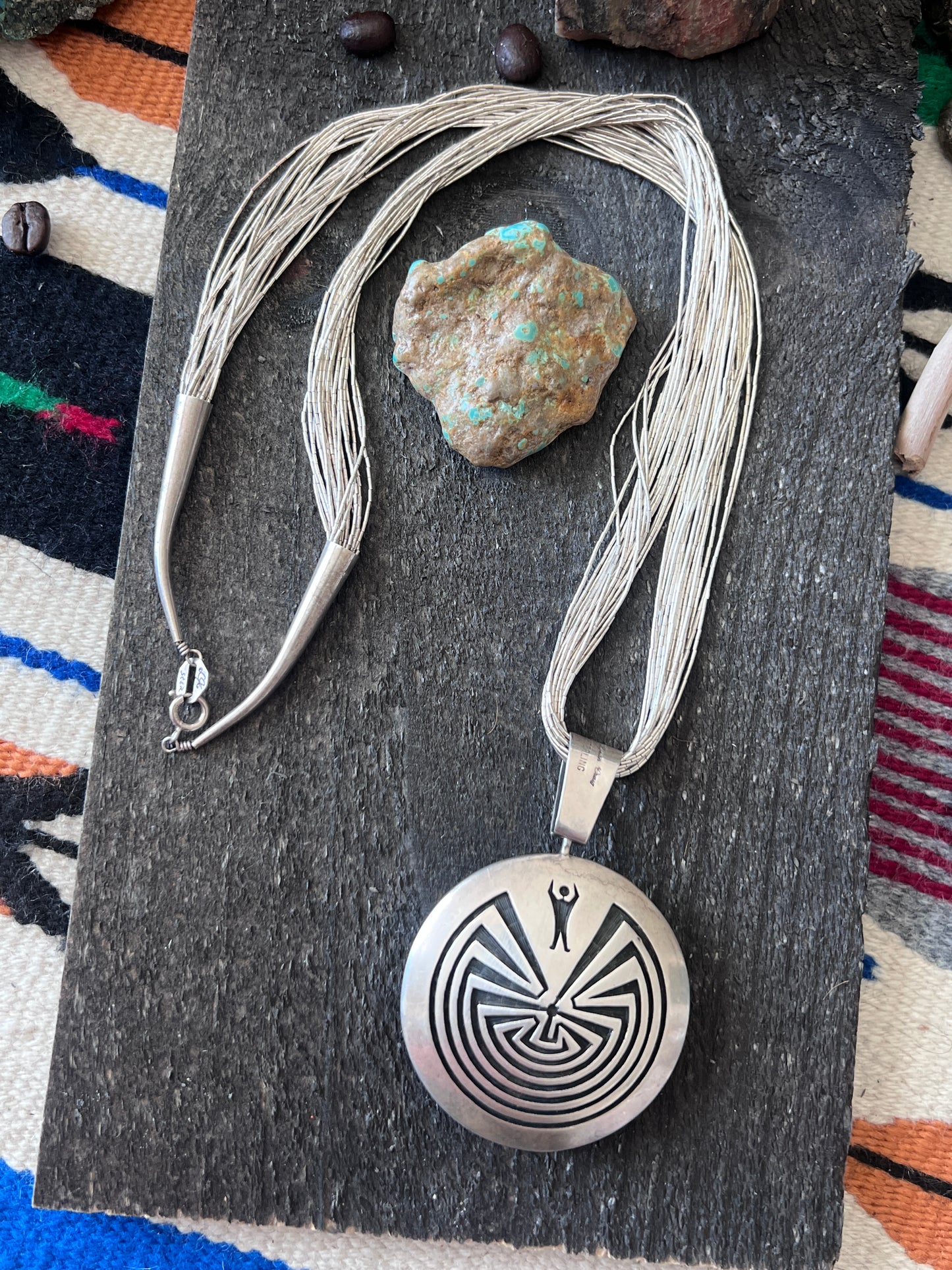 Vintage Sterling Silver Reversible Man In The Maze & Kokopelli Pendant By Hyson Craig