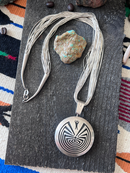 Vintage Sterling Silver Reversible Man In The Maze & Kokopelli Pendant By Hyson Craig