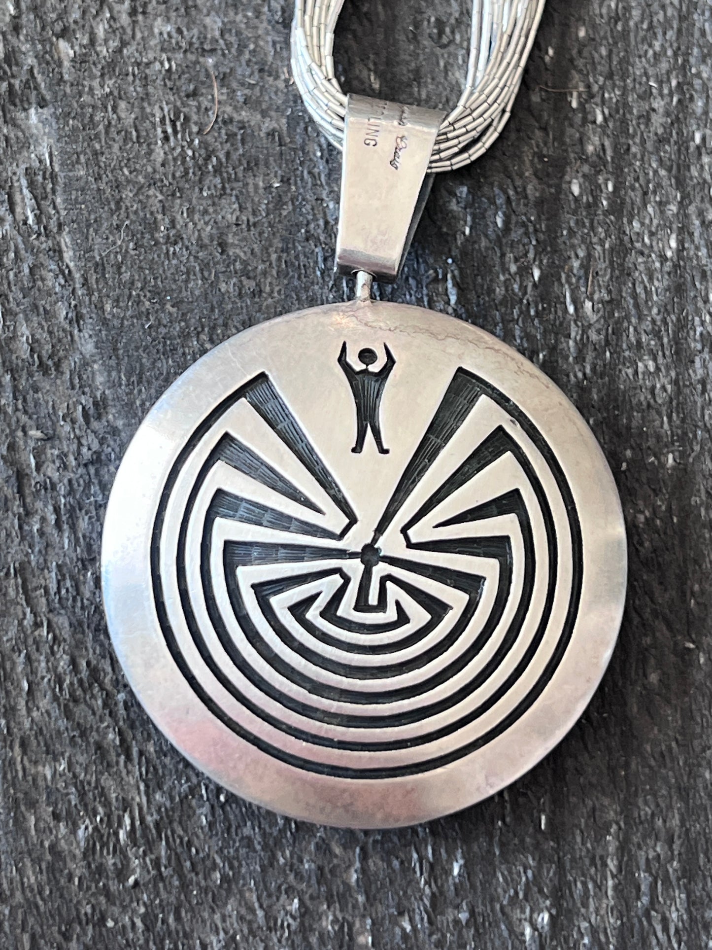 Vintage Sterling Silver Reversible Man In The Maze & Kokopelli Pendant By Hyson Craig