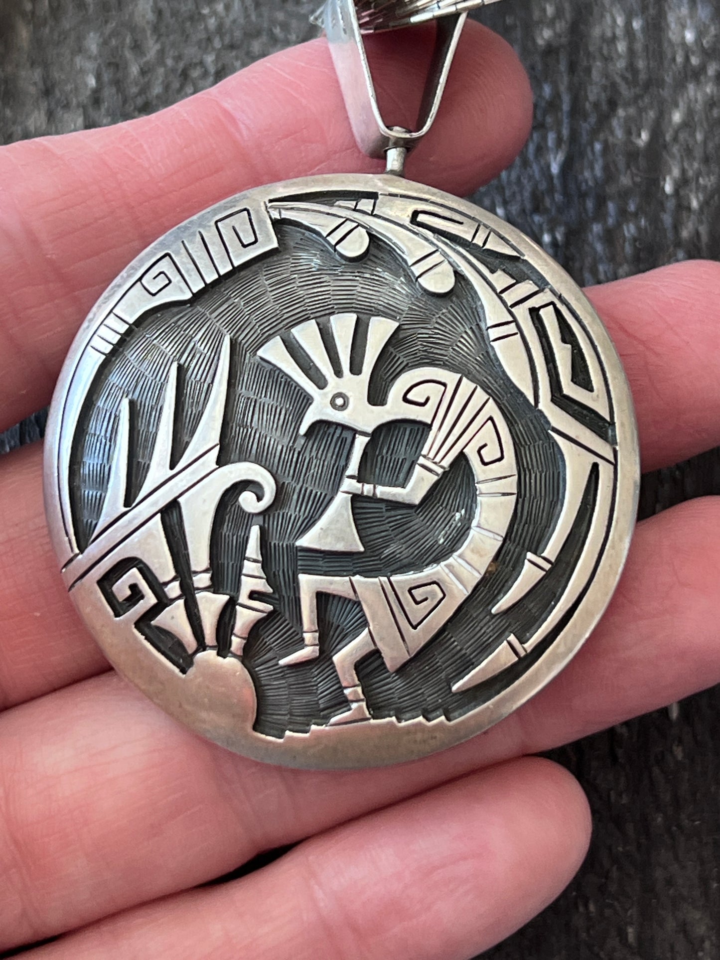 Vintage Sterling Silver Reversible Man In The Maze & Kokopelli Pendant By Hyson Craig