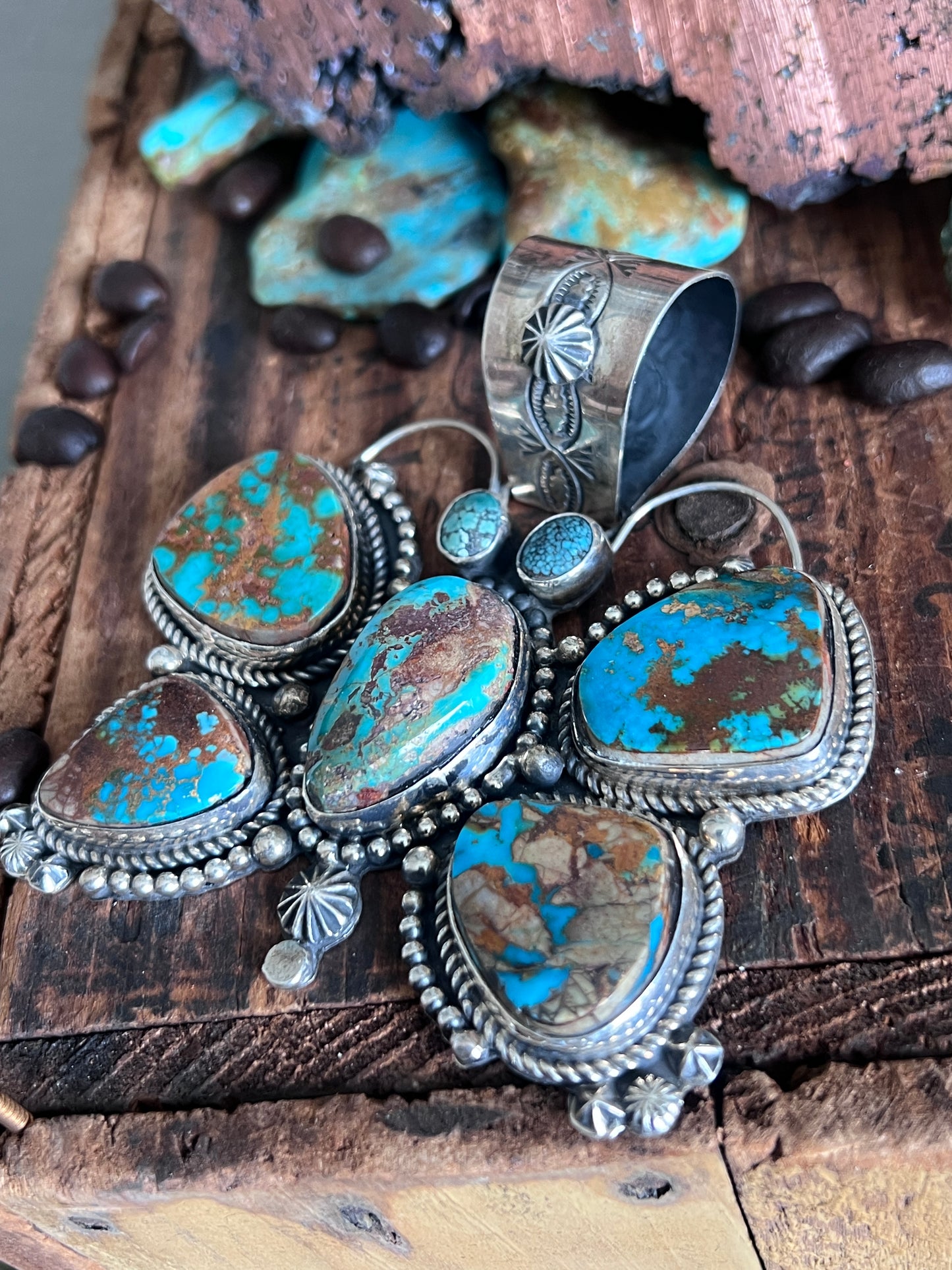Mixed Mine Turquoise Butterfly Pendant By Rosella Paxson