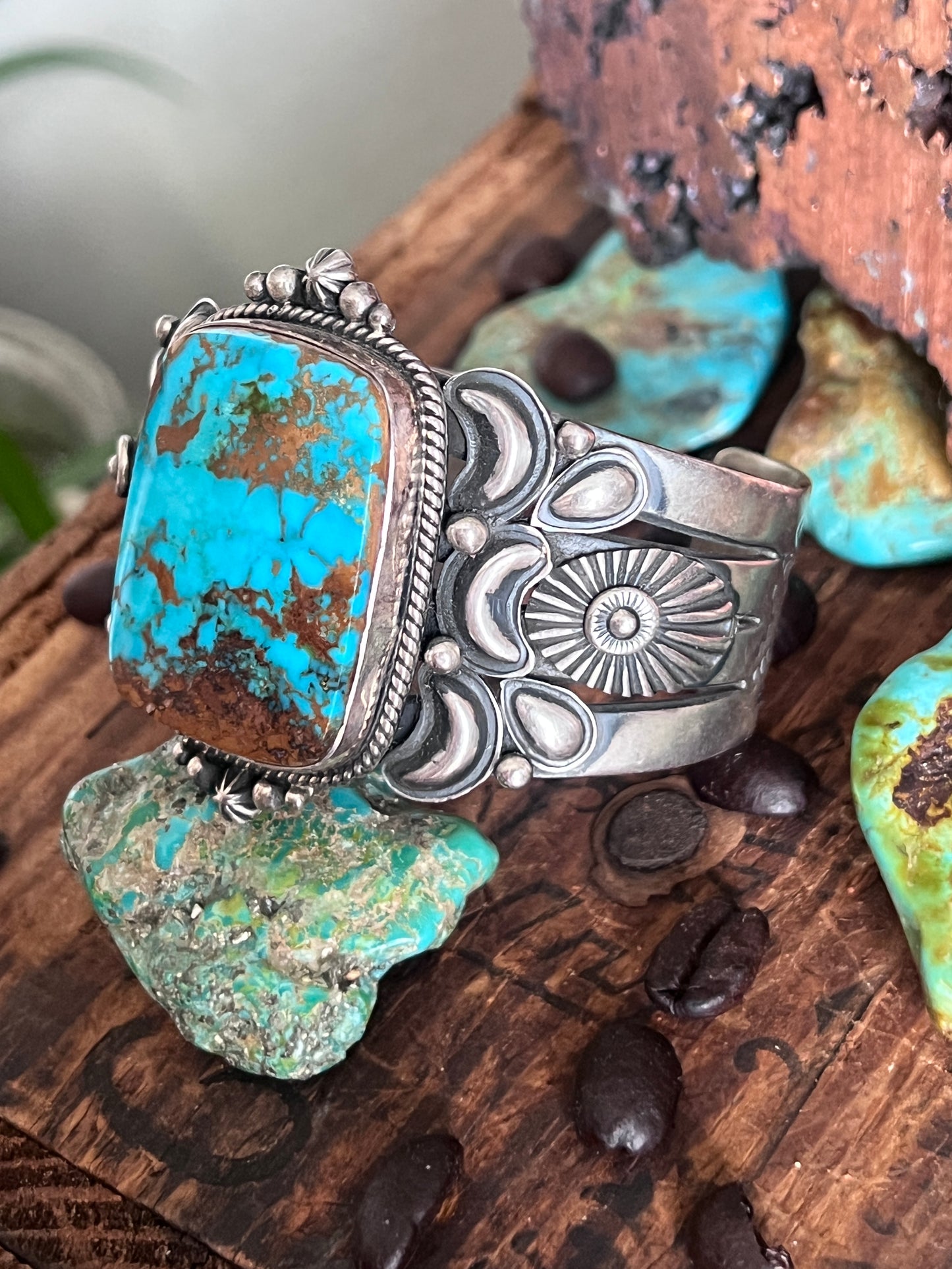 Sterling Silver & Pilot Mountain Turquoise Cuff Bracelet By Derrick Gordon