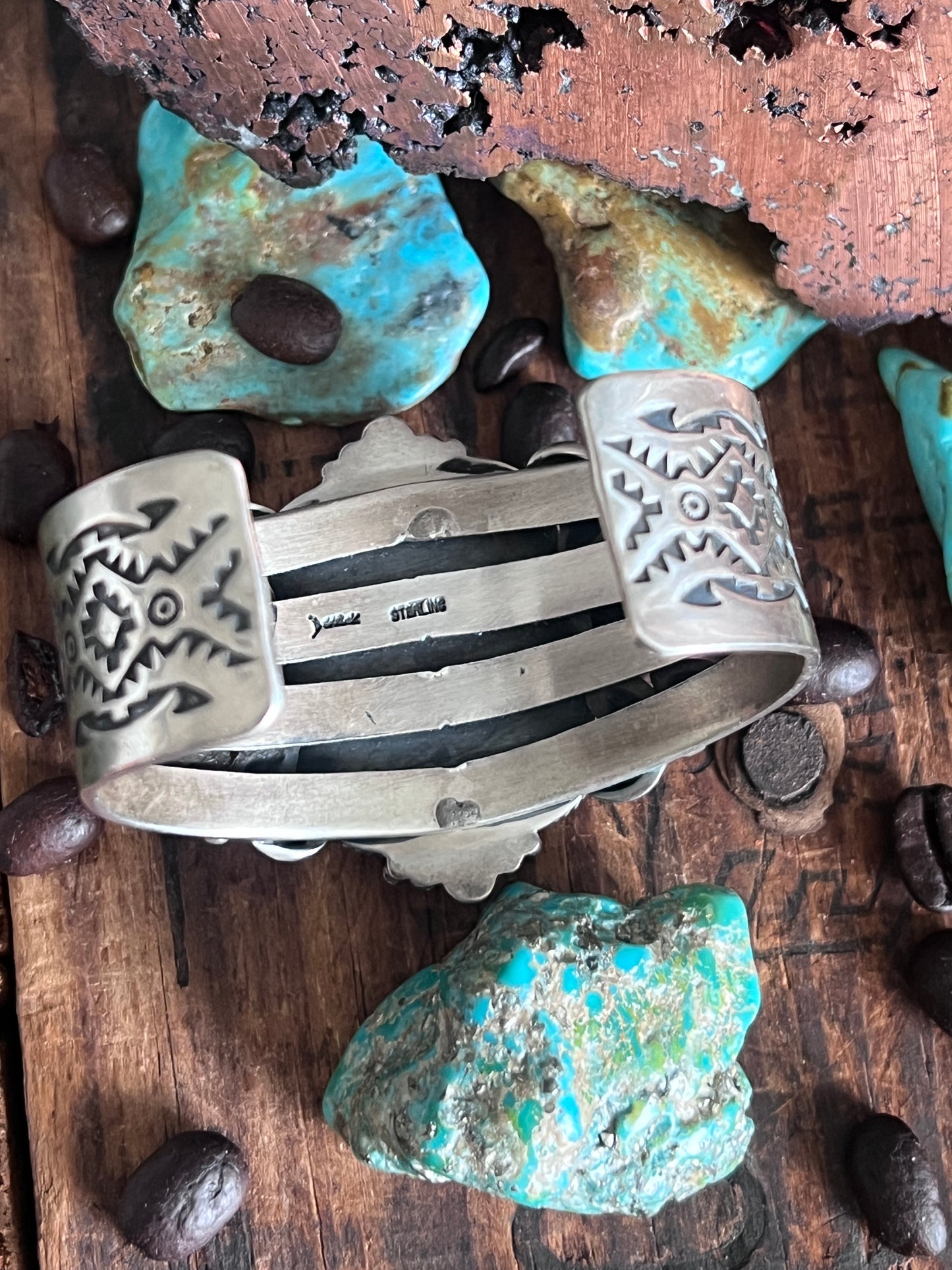 Sterling Silver & Pilot Mountain Turquoise Cuff Bracelet By Derrick Gordon