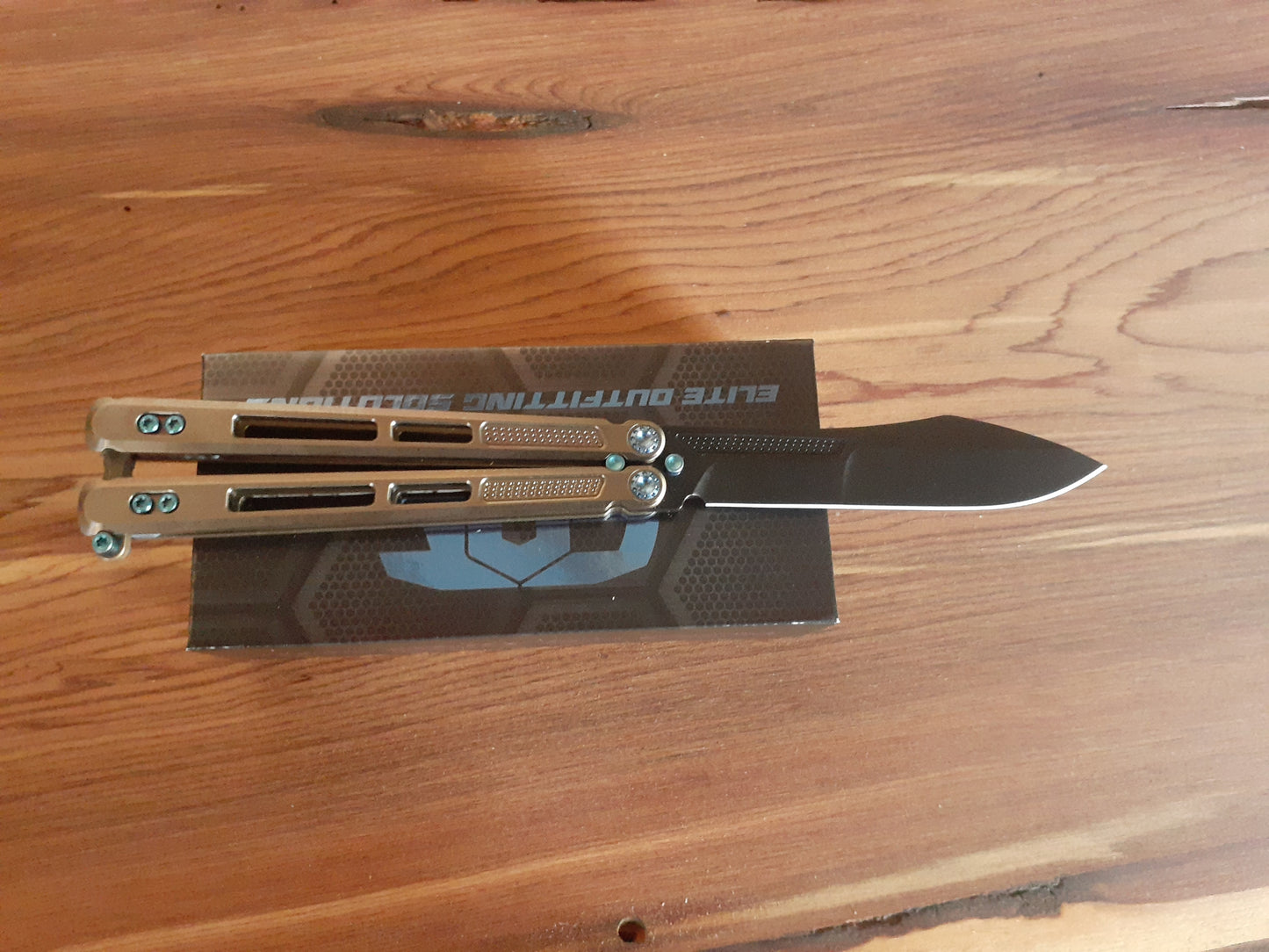EOS Trident Bronze/Blue Butterfly knife