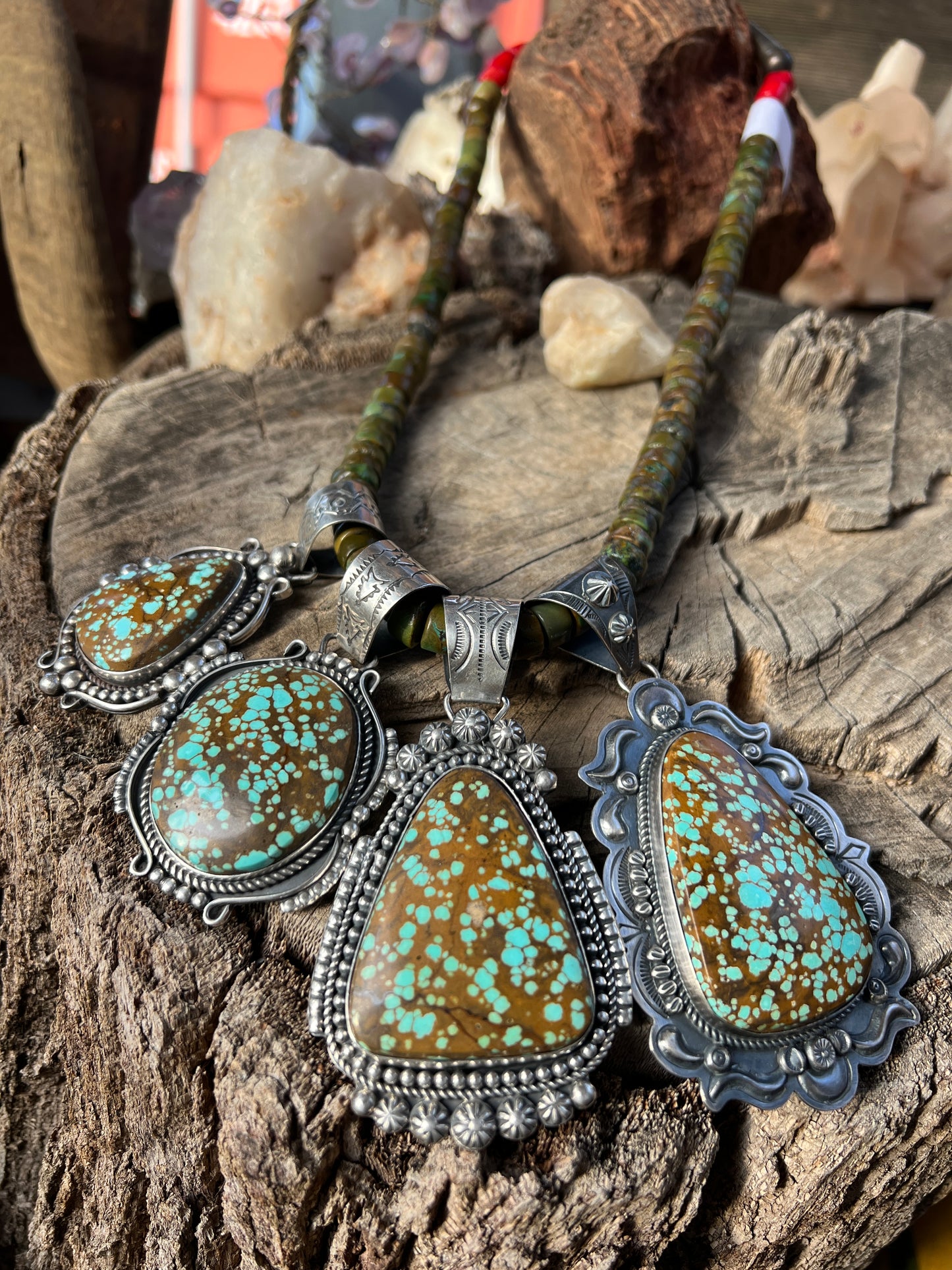 Number 8 Turquoise and Sterling Silver Pendants