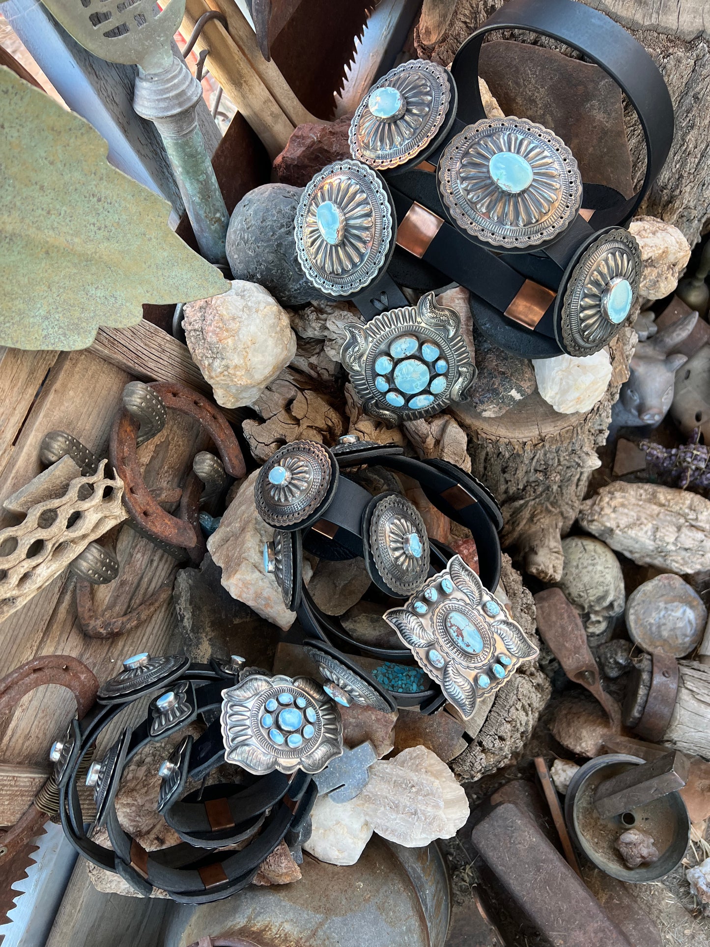 Geraldine Yazzie Sterling Silver and Golden Hills Turquoise Concho Belts