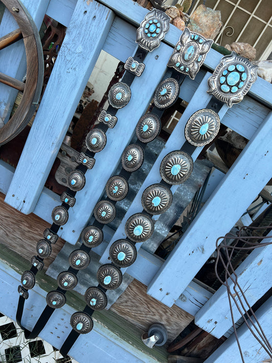 Geraldine Yazzie Sterling Silver and Golden Hills Turquoise Concho Belts