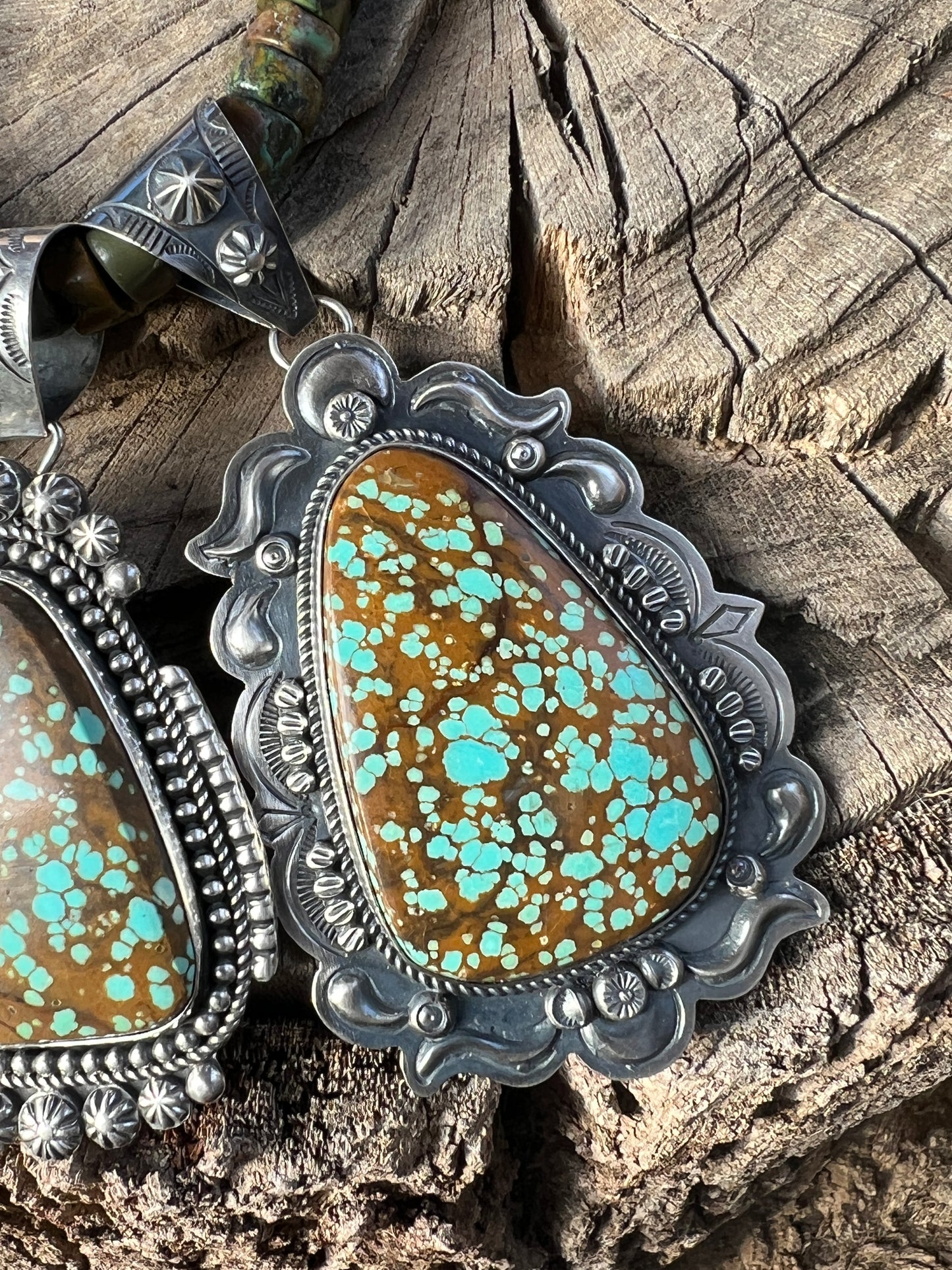 Number 8 Turquoise and Sterling Silver Pendants