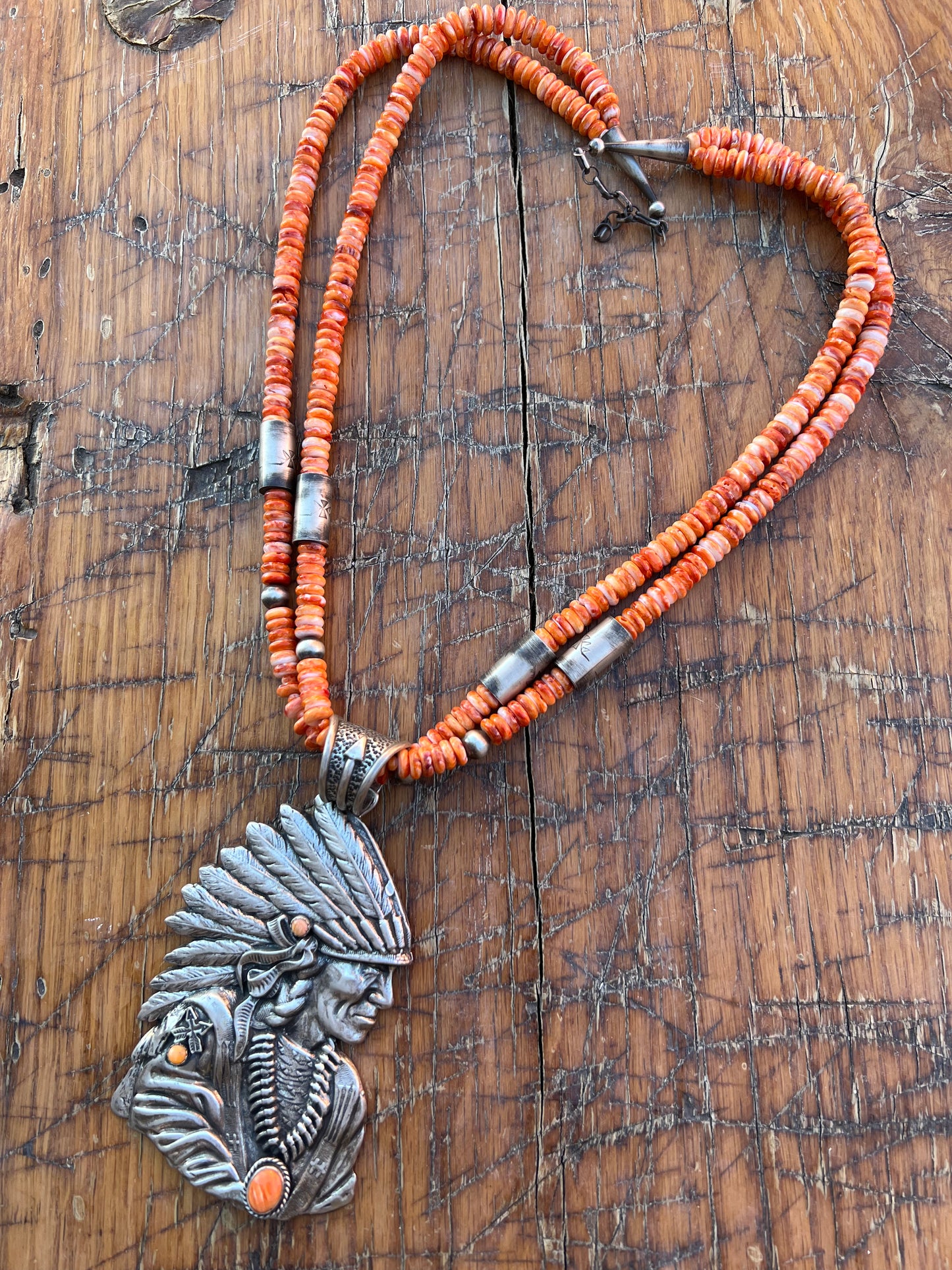 Daniel Coriz Spiny Oyster Necklace & Russell Sam Big Chief Pendant