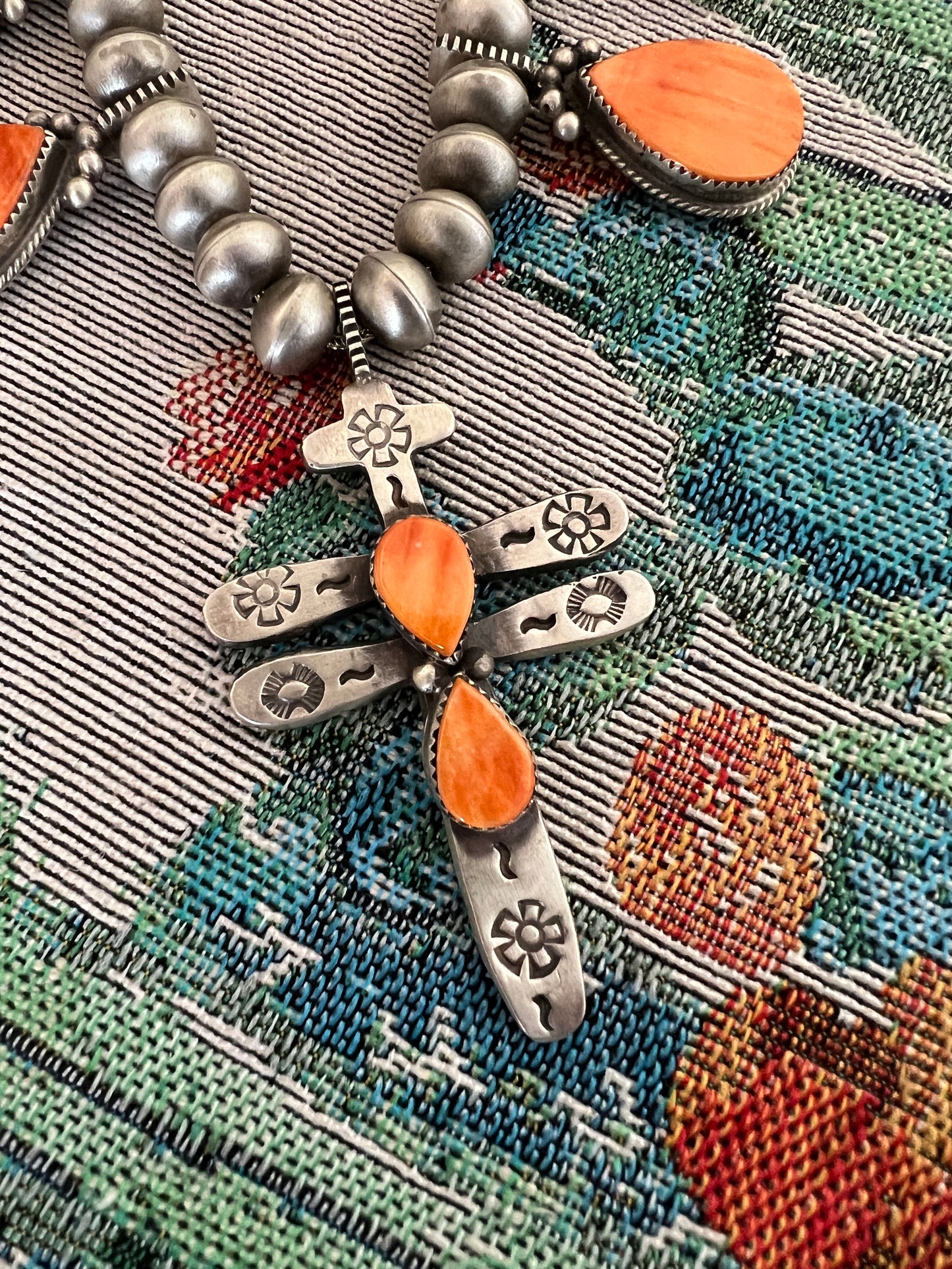 Selena Warner Spiny Oyster Dragonfly Necklace