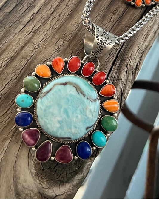 Bertina Begay Rainbow Larimar Pendant