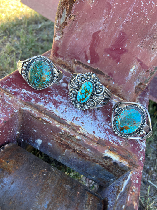 Sterling Silver and Kingman Turquoise Cuff Bracelets